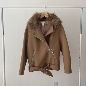 H&M coat with faux fur trim